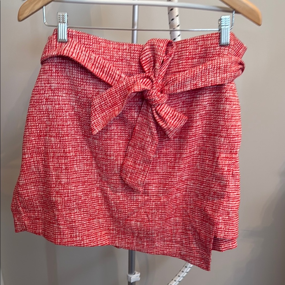 Red / Orange Textured Skort with Removable Bow